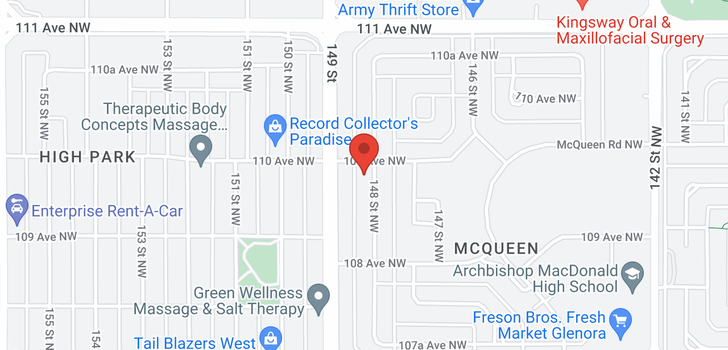 map of 10852 148 ST NW NW